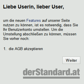 Umstellungsprozess in einem Schritt.