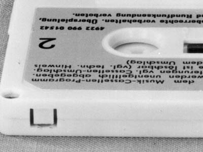 deaktiverter schreibschutz einer musikkassette