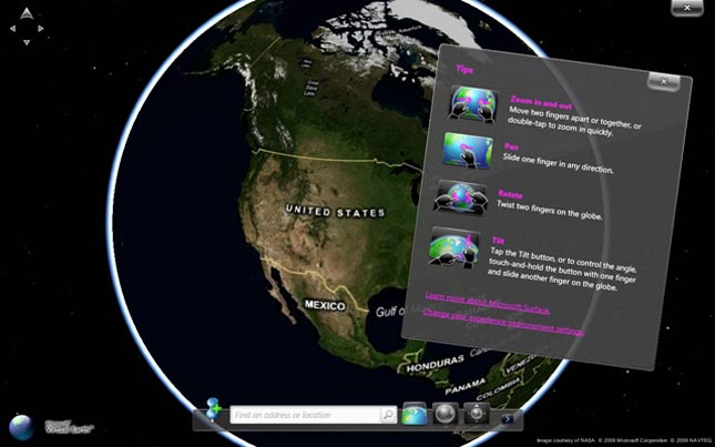 Microsoft Surface Globe представляет собой трехмерный глобус