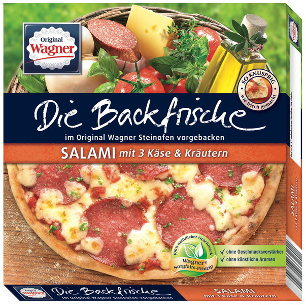 Die Firma Wagner ruft zwei ihrer Pizzaprodukte zurück: "Die Backfrische" und "Big Pizza" (re.).