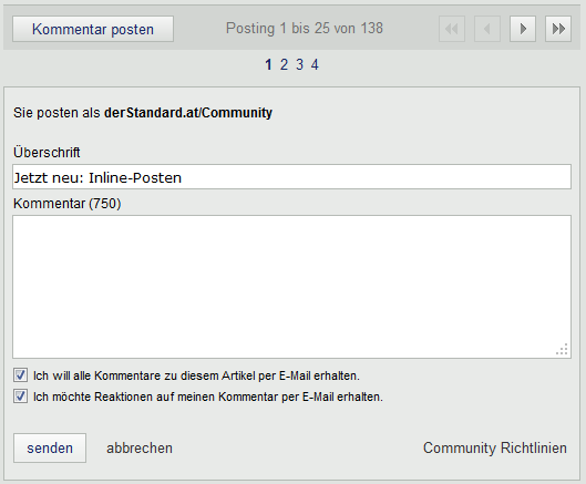 screenshot: derstandard.at