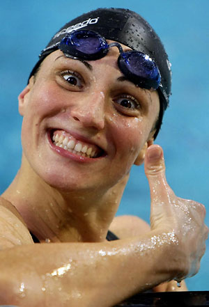 Mirna Jukic, die Publizistik Studentin aus Wien, schwimmt um ihr erstes olympisches Edelmetall.