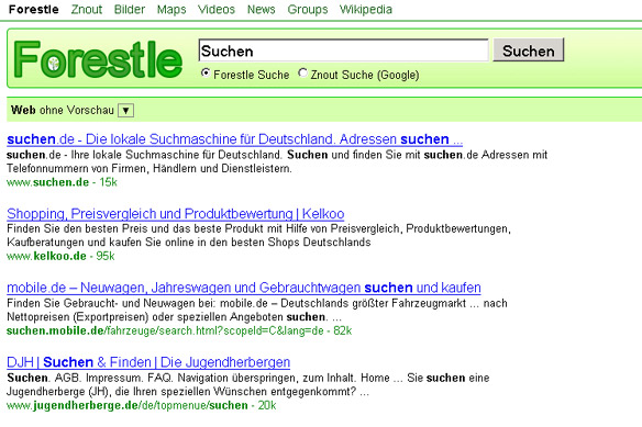 Es kann eine auf Google oder eine auf Yahoo basierende Suche gewählt werden - CO2 neutral sind sowohl Forestle als auch Znout.&nbsp; 