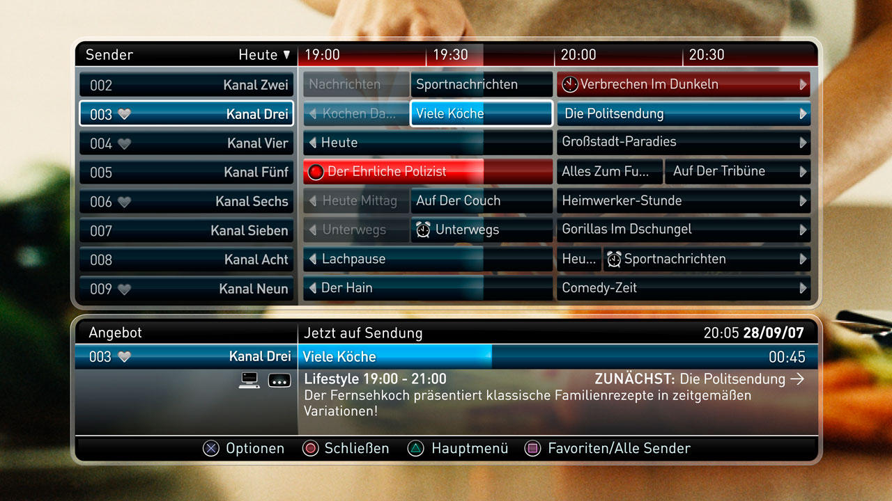 Die Programmvorschau über EPG