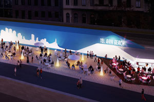 Foto: SHARE architects Artikelbild: 100 Jahre Tel Aviv sind der Anlass, dass auch am Donaukanal Strand-Feeling wie in der israelischen Metropole aufkommen soll. - Foto: SHARE architects