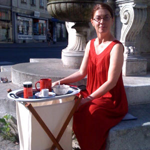 Frühstück auf Margaretens „Dorfplatz": Mollay.