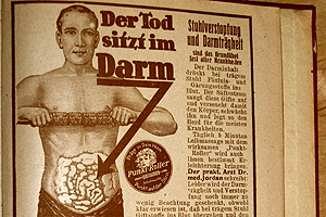 Die Angst vor Vergiftung infolge Darmträgheit und Verstopfung hat die Menschen bereits um die Jahrhundertwende beschäftigt. Die Angst vor Vergiftung infolge Darmträgheit und Verstopfung hat die Menschen bereits um die Jahrhundertwende beschäftigt.