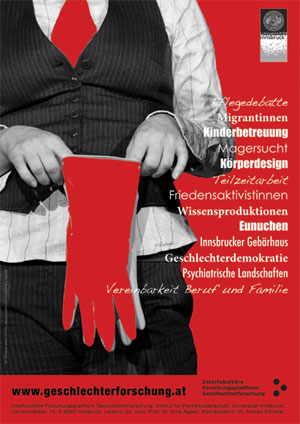 Foto: FP Geschlechterforschung Artikelbild: 2008 wurde der fakultätsübergreifende Schwerpunkt im Bereich der Frauenforschung, feministische Forschung und Genderforschung an der Universität Innsbruck zur Forschungsplattform (FP) "Geschlechterforschung: Identitäten – Diskurse – Transformationen" aufgewertet. - Foto: FP Geschlechterforschung