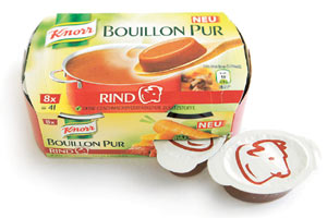 Knorr Bouillon pur, acht Portionen Fertigsuppe mit Rindfleischgeschmack, ca. EURO 2,30 im Lebensmittel-Einzelhandel Artikelbild
