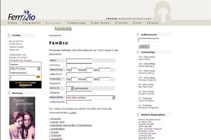 Neben 250 ausführlich recherchierten Biographien finden sich auf der
Website auch viele Kurzlebensläufe, jeweils ergänzt durch praktische
Links zu weiterführenden Seiten. Ungewohnt und originell sind die Suchkriterien, nach denen man die Datenbank durchforsten kann, als zusätzliches Service gibt es eine englische Version der Seite. 