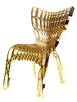 Der Sessel "CoReFab#116" des Architekten und Designers Ammar Eloueini wurde durch eine spezielle Technik dreidimensional ausgedruckt. Zu finden ist er in der permanenten Ausstellung des MoMA in New York. Der Sessel "CoReFab#116" des Architekten und Designers Ammar Eloueini wurde durch eine spezielle Technik dreidimensional ausgedruckt. Zu finden ist er in der permanenten Ausstellung des MoMA in New York.
