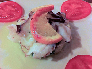 Tintenfischcarpaccio, mit kurioser Gabel und nicht so kamerafreundlicher Beleuchtung
Forchetta CuriosaPiazza Negri 5rGenova00390102511289Drei Gänge, Hauswein, Wasser, Kaffee 38,40 Euro
Tintenfischcarpaccio, mit kurioser Gabel und nicht so kamerafreundlicher Beleuchtung
Forchetta CuriosaPiazza Negri 5rGenova00390102511289Drei Gänge, Hauswein, Wasser, Kaffee 38,40 Euro
