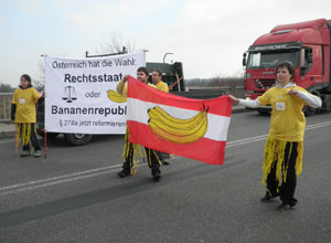 "Bananen-Blockade" der österreichisch-tschechischen Grenze im vergangenen November "Bananen-Blockade" der österreichisch-tschechischen Grenze im vergangenen November
