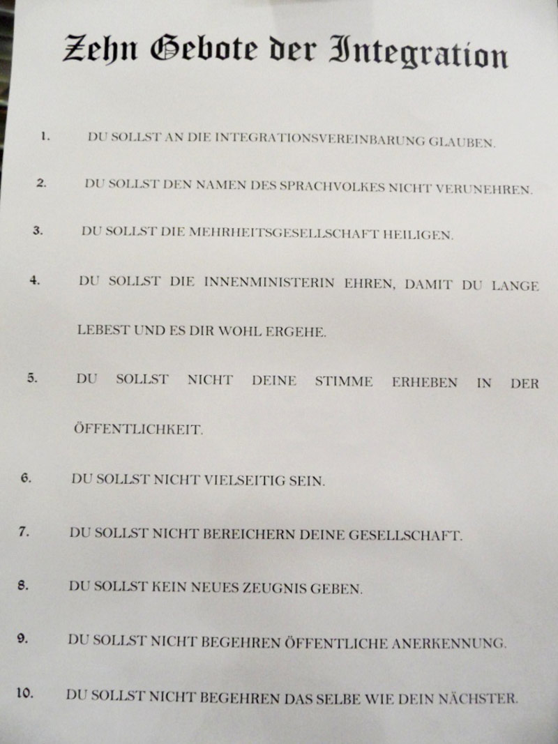 Eines der eingereichten Projekte: Zehn Gebote - neu interpretiert. 