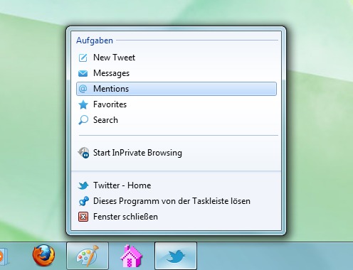 Webseiten lassen sich im Panel von Windows 7 anpinnen, wo sie sich auch mit den "Jumplists" des Systems integrieren können.