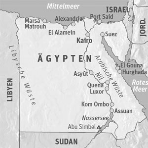 Reiseinfos Ägypten
Für Ägypten besteht eine partielle Reisewarnung für alle
Saharagebiete. An den Tourismusorten am Roten Meer und in Oberägypten
(Assuan und Luxor) und für Nilkreuzfahrten ist laut österreichischem
Außenministerium nicht mehr von besonderem Sicherheitsrisiko auszugehen.
Flüge der Lauda Air sonntags und donnerstags.
Reduzierte Pauschalangebote bei Tui und Gulet. Reiseinfos Ägypten
Für Ägypten besteht eine partielle Reisewarnung für alle
Saharagebiete. An den Tourismusorten am Roten Meer und in Oberägypten
(Assuan und Luxor) und für Nilkreuzfahrten ist laut österreichischem
Außenministerium nicht mehr von besonderem Sicherheitsrisiko auszugehen.
Flüge der Lauda Air sonntags und donnerstags.
Reduzierte Pauschalangebote bei Tui und Gulet.