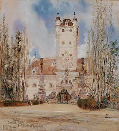 Eines der beiden Bilder von Anton Romako: "Schloss Greillenstein". Eines der beiden Bilder von Anton Romako: "Schloss Greillenstein". 