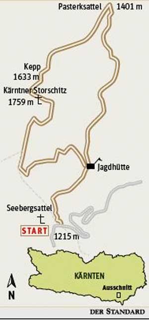 Gesamtgehzeit knappe vier Stunden, Höhendifferenz 650 Meter. Kein Stützpunkt auf der Runde, Quellen bei den Jagdhütten und am Krainersteig. ÖK25V Blatt 4114-Ost (Bad Eisenkappel), Maßstab 1:25.000. Gesamtgehzeit knappe vier Stunden, Höhendifferenz 650 Meter. Kein Stützpunkt auf der Runde, Quellen bei den Jagdhütten und am Krainersteig. ÖK25V Blatt 4114-Ost (Bad Eisenkappel), Maßstab 1:25.000.