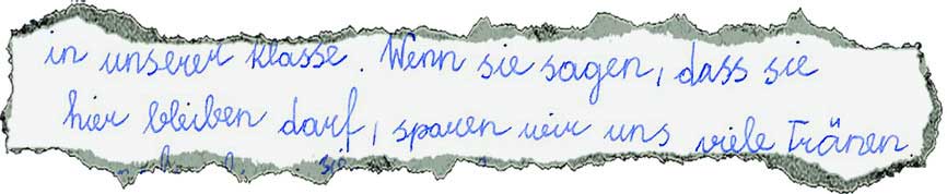Vorschlag einer Mitschülerin: Ausschnitt aus einem Brief aus der Klasse der zehnjährigen Egzonita.