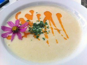 Schon schön und blumig, 1: Rettich-Suppe. Schon schön und blumig, 1: Rettich-Suppe.