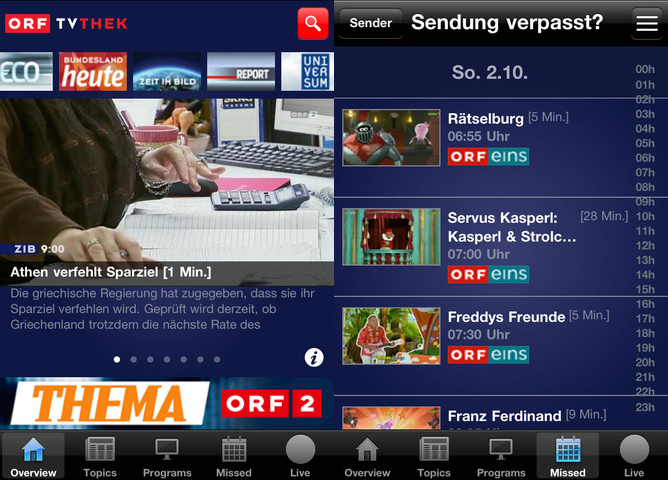 Die TVthek-App des ORF Artikelbild