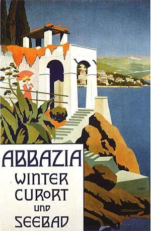 Ein Werbeplakat für Urlaub im Luftkurort Abbazia aus dem Jahr 1911.
Foto: Wien Museum/wikipedia.org
Ein Werbeplakat für Urlaub im Luftkurort Abbazia aus dem Jahr 1911.
Foto: Wien Museum/wikipedia.org