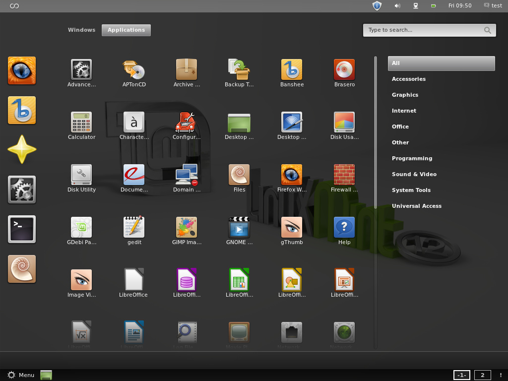 Das Activities Overlay von GNOME3 ist parallel dazu aber ebenfalls vorhanden.