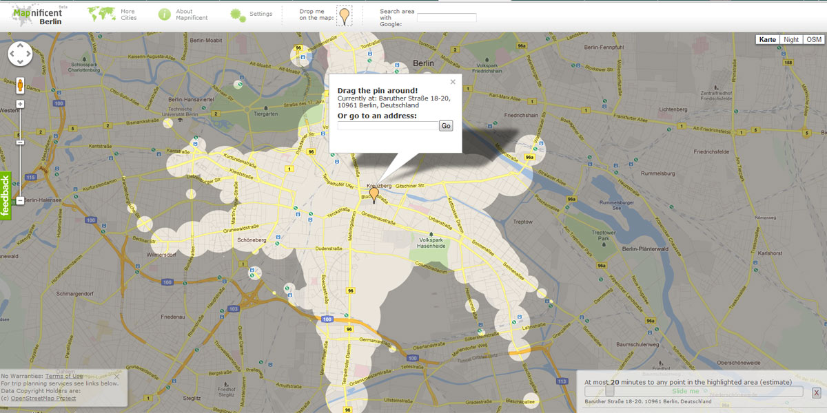 So weit würde man es in zwanzig Minuten aus Berlin-Kreuzberg schaffen.