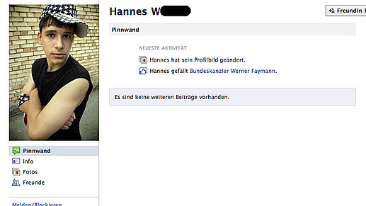 "Hannes" ist ein Facebook-Freund von Werner Faymann