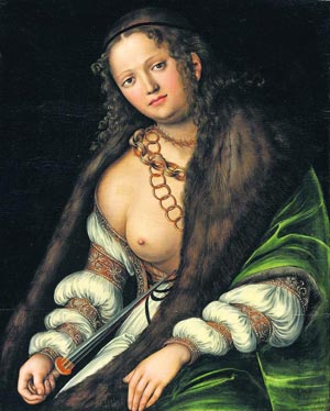 Lucas Cranach d. Ä. malte mehrere Fassungen der Lucretia.  Im neuen 
Online-Archiv finden sich 20 Versionen aus musealen Beständen, diese nun 
aus Privatbesitz für 3,86 Mio. Euro in New York versteigerte ist (noch)  
nicht gelistet.  