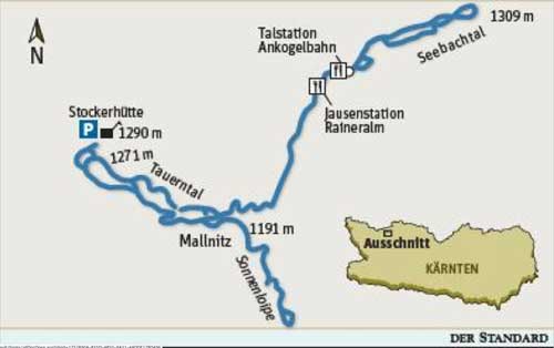 Die Route: Das Loipennetz von Mallnitz:

Sonnen-Loipe Rabisch: Länge 3,4 Kilometer, Höhendifferenz 20 Meter, leicht
Tauerntal-Loipe: Länge 7,8 Kilometer, Höhendifferenz 110 Meter, mittel
Seebachtal-Loipe: Länge 5,3 Kilometer, Höhendifferenz 20 Meter, leicht
Verbindungsloipe: Länge 3,4 Kilometer, Höhendifferenz 100 Meter, mittel

Alle Loipen Skating und klassisch, Loipenplan, Loipengebühr. Einkehrmöglichkeiten: Stockerhütte und Gasthaus Gutenbrunn im Tauerntal; Ranneralm und Gasthaus Alpenrose bei der Talstation der Ankogelbahn; Gasthäuser in Mallnitz.500