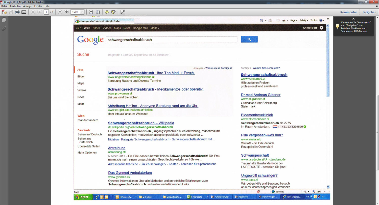 Und so sah die Suchanfrage noch letzte Woche aus. Artikelbild