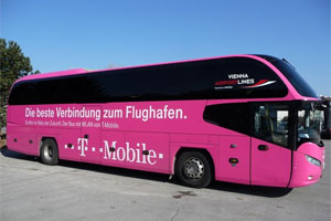 T-Mobile und ÖBB-Postbus bieten auf einer Strecke der Flughafenbusse nun kostenloses WLAN an. T-Mobile und ÖBB-Postbus bieten auf einer Strecke der Flughafenbusse nun kostenloses WLAN an.