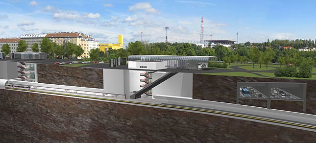 Ein Querschnitt durch die geplante Station "Altes Landgut" unter dem Verteilerkreis.