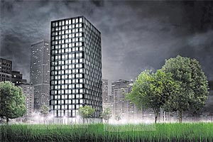 Der LifeCycle Tower zeichnet sich auch dadurch aus, dass die tragende Holzkonstruktion innen nicht verkleidet werden muss. Das verspricht positive Auswirkungen auf das Raumklima in einem Hochhaus.