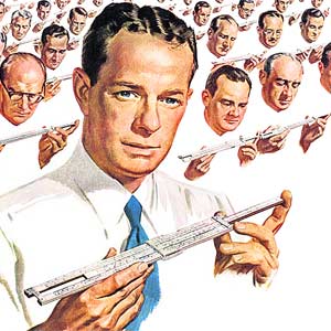 Das richtige Instrument bei der Bewältigung der Mangelwirtschaft?
Werbesujet eines IT-Konzerns aus den 50er-Jahren. Das richtige Instrument bei der Bewältigung der Mangelwirtschaft?
Werbesujet eines IT-Konzerns aus den 50er-Jahren.
