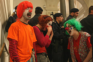Protest von Clowns. Protest von Clowns.