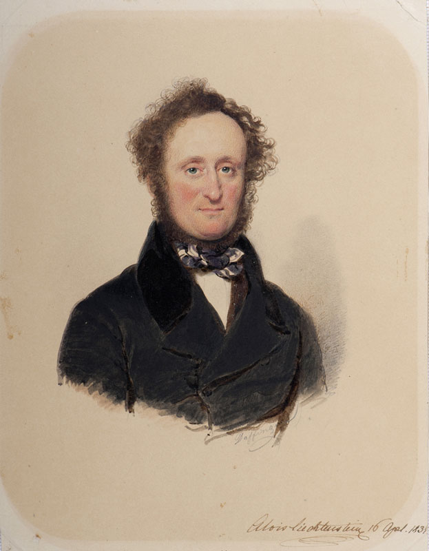 Fürst Alois ("Louis") II Josef von und zu Liechtenstein (3000-4000 Euro), der im März 1848 der flüchtenden Familie Metternich im Schloß Feldsberg in Mähren Unterschlupf gewährte, verewigt von Moritz Michael Daffinger (16. April 1837).
