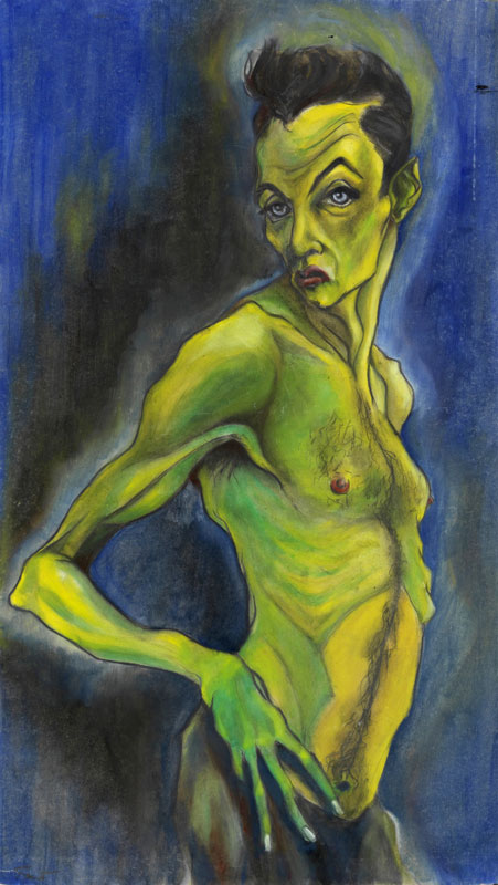 René Luckhardt eignete sich in frühen Gemälden (Selbstporträt, 1993) den 
Stil Egon Schieles an. Jahre später inspirierten ihn Posen des Expressionisten 
für eine Fotoserie, die er nun wiederentdeckt hat.&nbsp; 