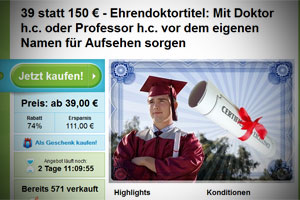 Ehrendoktor vom Schnäppchenportal, aktuell um 39 Euro
