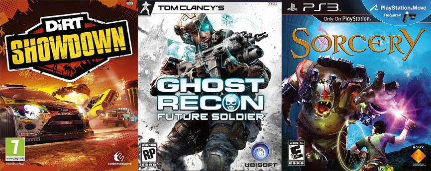"DiRT Showdown", "Ghost Recon: Future Soldier", "Sorcery"