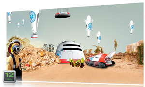 "Rescue Cones", eine Art aufgestellte Zeppeline, die Rettungseinheiten in Katastrophengebiete bringen sollen. "Rescue Cones", eine Art aufgestellte Zeppeline, die Rettungseinheiten in Katastrophengebiete bringen sollen.