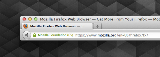 Die überarbeitete Adresszeile im Firefox 14: Kein Favicon mehr, andere Darstellung des Verschlüsselungsstatus.