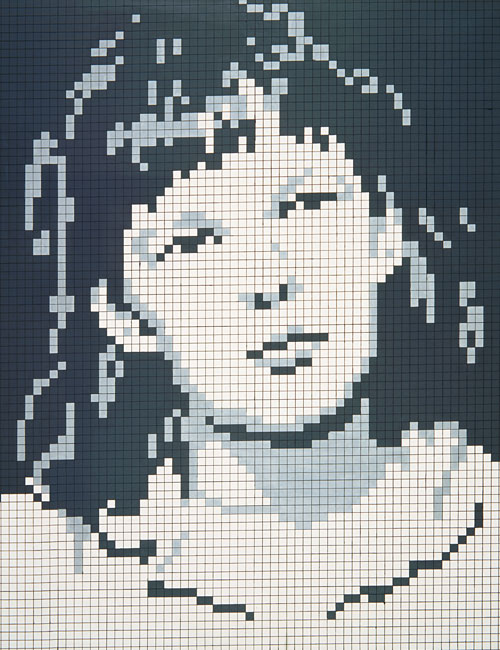 Öl auf Raster: "Porträt A. H." (1969) von Reinhard Voigt.