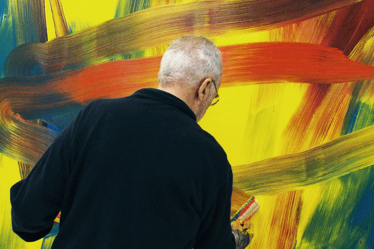 ...&nbsp; der deutsche Maler Gerhard Richter bei der Arbeit an einem neuen 
Gemälde.