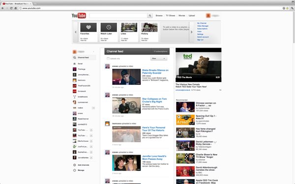 Das Redesign von YouTube ist an Google+ angelehnt, inklusive White Space.