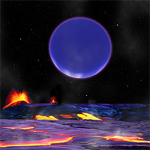 Blick mit heißen Sohlen auf das Panorama, das der aufgehende Gasplanet Kepler-36c bietet. Blick mit heißen Sohlen auf das Panorama, das der aufgehende Gasplanet Kepler-36c bietet.