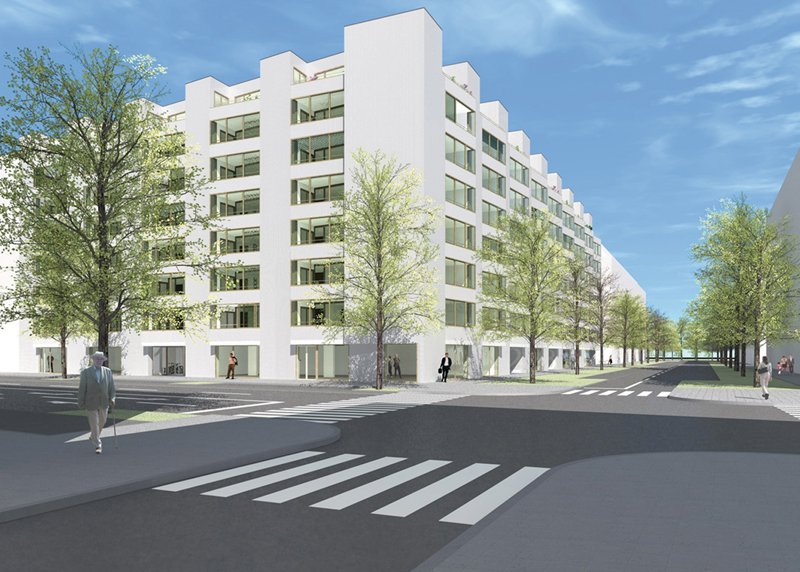Geplantes Neubauprojekt der Sozialbau im Sonnwendviertel am künftigen Wiener Hauptbahnhof.