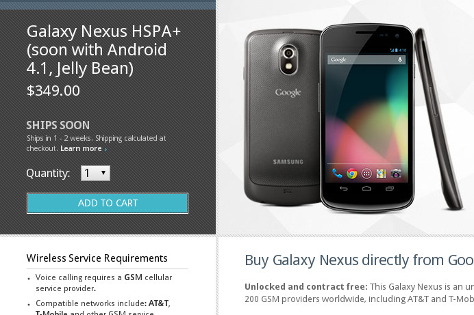 Mittlerweile wird das Galaxy Nexus wieder in der US-Variante des Google Play Stores gelistet - allerdings mit einer Wartezeit von 1-2 Wochen.