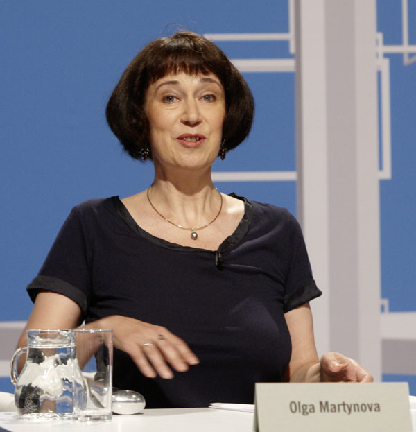 Olga Martynova beim Wettlesen in Klagenfurt
